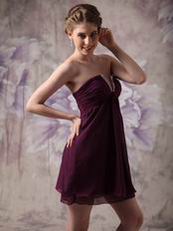 V-Shaped Strapless Purple Short Bridesmaid Dress Cheap