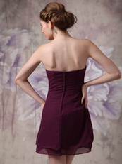 V-Shaped Strapless Purple Short Bridesmaid Dress Cheap