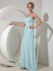 Floor Length Baby Blue Chiffon Bridesmaid Dresses Spring