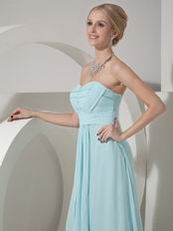 Floor Length Baby Blue Chiffon Bridesmaid Dresses Spring