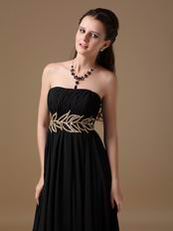 Best Black 100D Chiffon Long Bridesmaid Dress For Juniors
