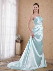 Light Blue One Shoulder Floor Length Skirt Prom Dress