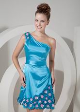 Dodger Blue Homecoming Dress With One Shoulder Design