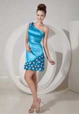 Dodger Blue Homecoming Dress With One Shoulder Design