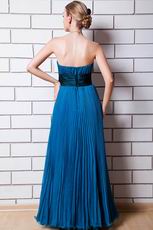 Pretty Strapless Dodger Blue Chiffon Prom Dress With Black Belt