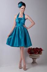 Cheap Halter Teal Taffeta Short Homecoming Dress Buy