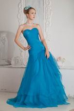 Cheap Aline Layers Floor Length Azure Evening Dress