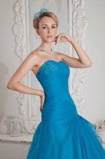 Cheap Aline Layers Floor Length Azure Evening Dress