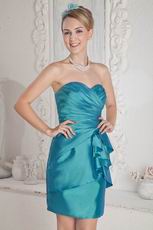 Sweetheart Column Mini Blue Stain Bridal Jr Bridesmaid Dress