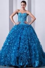 Ruffles Ball Gown Blue The Quinceanera Dress For Winter Party