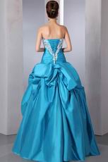 Strapless Appliqued Bodice Blue Skirt Prom Dress Cheap Price