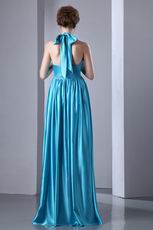 Beautiful Halter Azure Prom Dress A-line Skirt With Front Split