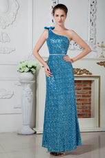 Blinking One Shoulder Evening Dress Made By Blue Sequin