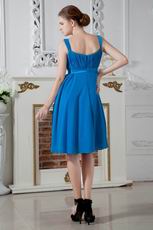 Noble Square Bodice Blue Chiffon Woman Homecoming Dress