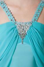 Wholesale Straps V-Neck Turquoise Blue Evening Dress