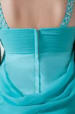 Wholesale Straps V-Neck Turquoise Blue Evening Dress