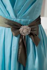 Wholesale Aline Short Light Blue Chiffon Short Prom Dress With Ribbon