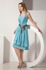 Wholesale Aline Short Light Blue Chiffon Short Prom Dress With Ribbon