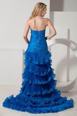 Unique Feather Layers High Split Blue Sweet 16 Dress