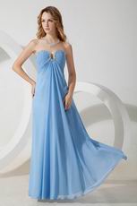 Floor Length Baby Blue Chiffon Dress For Bridesmaid