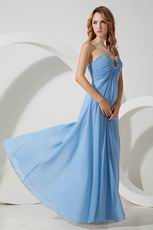 Floor Length Baby Blue Chiffon Dress For Bridesmaid