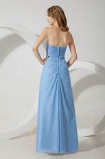 Floor Length Baby Blue Chiffon Dress For Bridesmaid