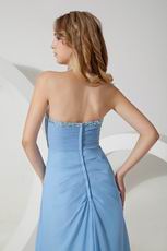 Floor Length Baby Blue Chiffon Dress For Bridesmaid