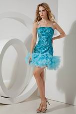 Spaghetti Straps Blue Sequin Fabric Sweet 16 Dress