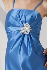 Simple Style Spaghetti Straps Blue Stain Discount Prom Dress