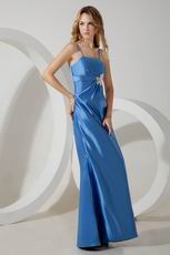 Simple Style Spaghetti Straps Blue Stain Discount Prom Dress