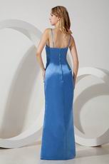 Simple Style Spaghetti Straps Blue Stain Discount Prom Dress