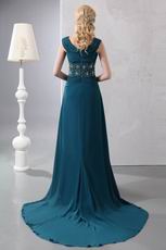 Beautiful Front Drap Strong Blue Wedding Party Mother Dress