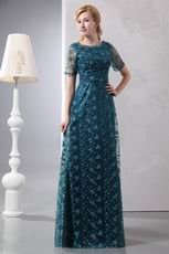 Short Sleeves Saxe Blue Lace Wedding Ceremony Mother Wear