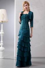 Beaded Strapless Layers Mother Of The Bride Dress With Jacket