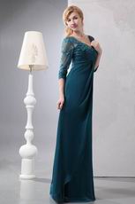 Strong Blue Half Lace Sleeves Mother Of The Bride Dress