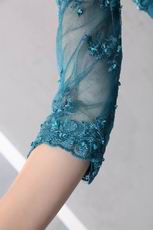 Strong Blue Half Lace Sleeves Mother Of The Bride Dress