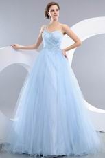 Baby Blue Evening Dresses Design With One Shoulder Neck