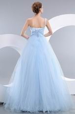 Baby Blue Evening Dresses Design With One Shoulder Neck