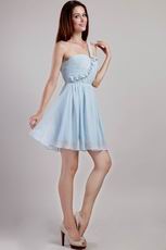 Light Blue One Shoulder Short Chiffon Sweet Sixteen Dress