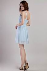 Light Blue One Shoulder Short Chiffon Sweet Sixteen Dress