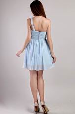 Light Blue One Shoulder Short Chiffon Sweet Sixteen Dress