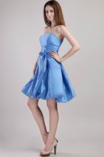 Strapless Blue Taffeta Girls Dress For Sweet 16 Party