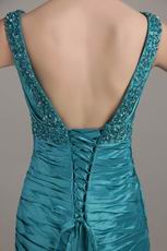 Teal Blue V-neck Customized Tailoring Prom Dress In Texas