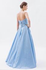 Strapless Embroidery Baby Blue Puffy Prom Dress With Appliques