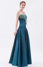 Amazing Dark Cyan Beaded Evening Dress By Taffeta