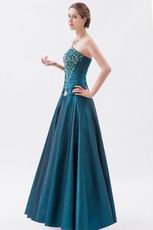 Amazing Dark Cyan Beaded Evening Dress By Taffeta