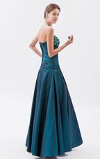 Amazing Dark Cyan Beaded Evening Dress By Taffeta