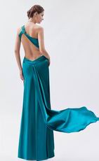 Side Split Peacock Blue Sexy Evening Dress In Texas