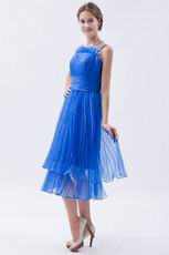 Sexy Straps Tea Length Layers Homecoming Dress In Azure