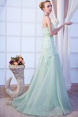 Pretty Mermaid Sweep Train Light Green Lace Prom Dress Online